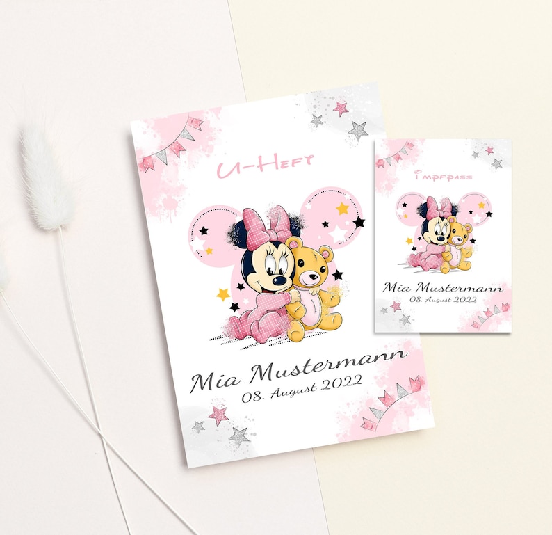 U-Heft Uhefthülle Impfpass Reisepass Impfpasshülle Hülle Untersuchungsheft Umschlag Babygeschenk Neugeborenes Kind Geschenk personalisiert Bild 1