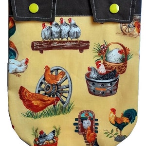 Drainage bag, peg bag cover. Chickens pattern. Nutex. 100% cotton.