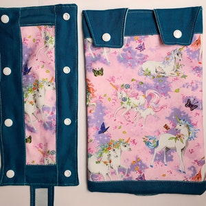 Licornes. Couvre-sac de jambe pour cathéter + variantes. Nutex. Coton.