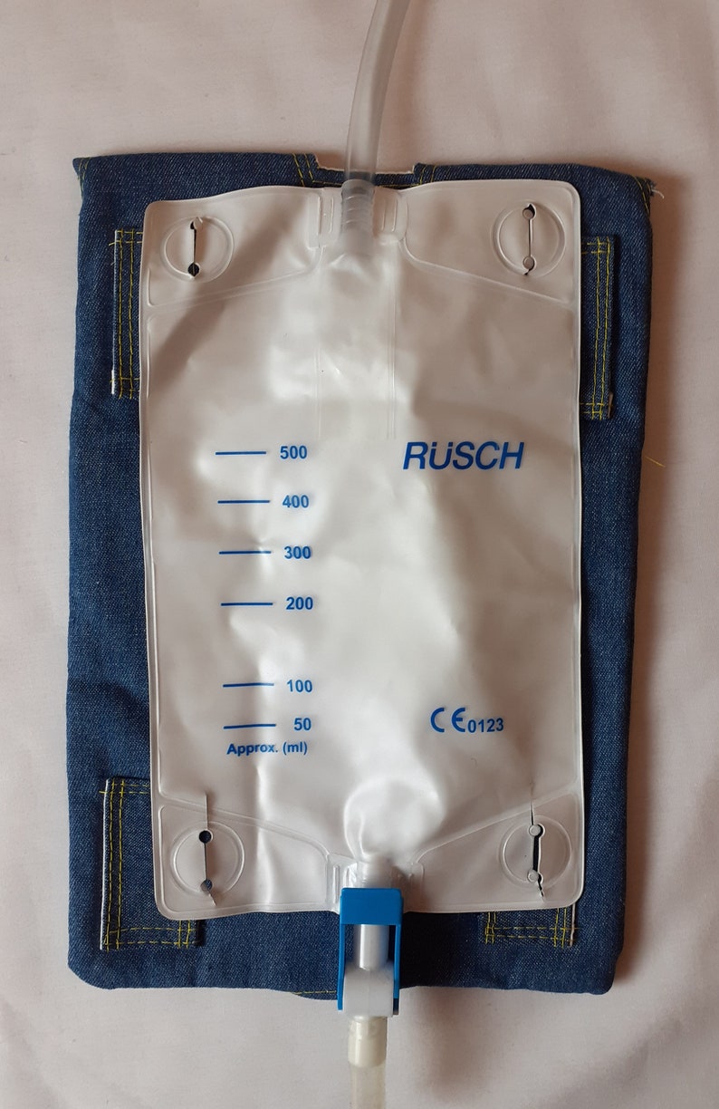 Embroidered Denim Catheter Leg Bag Cover Etsy