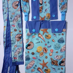 Couvre-sac de jambe pour cathéter + variantes.  Nutex 100 % coton. Motif bord de mer.