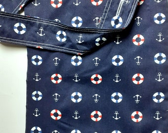 Anchors. Dark blue. Catheter night bag cover with a handle.