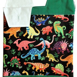 Couvre-sac de nuit pour cathéter. Nutex 100 % coton. Motif dinosaures.