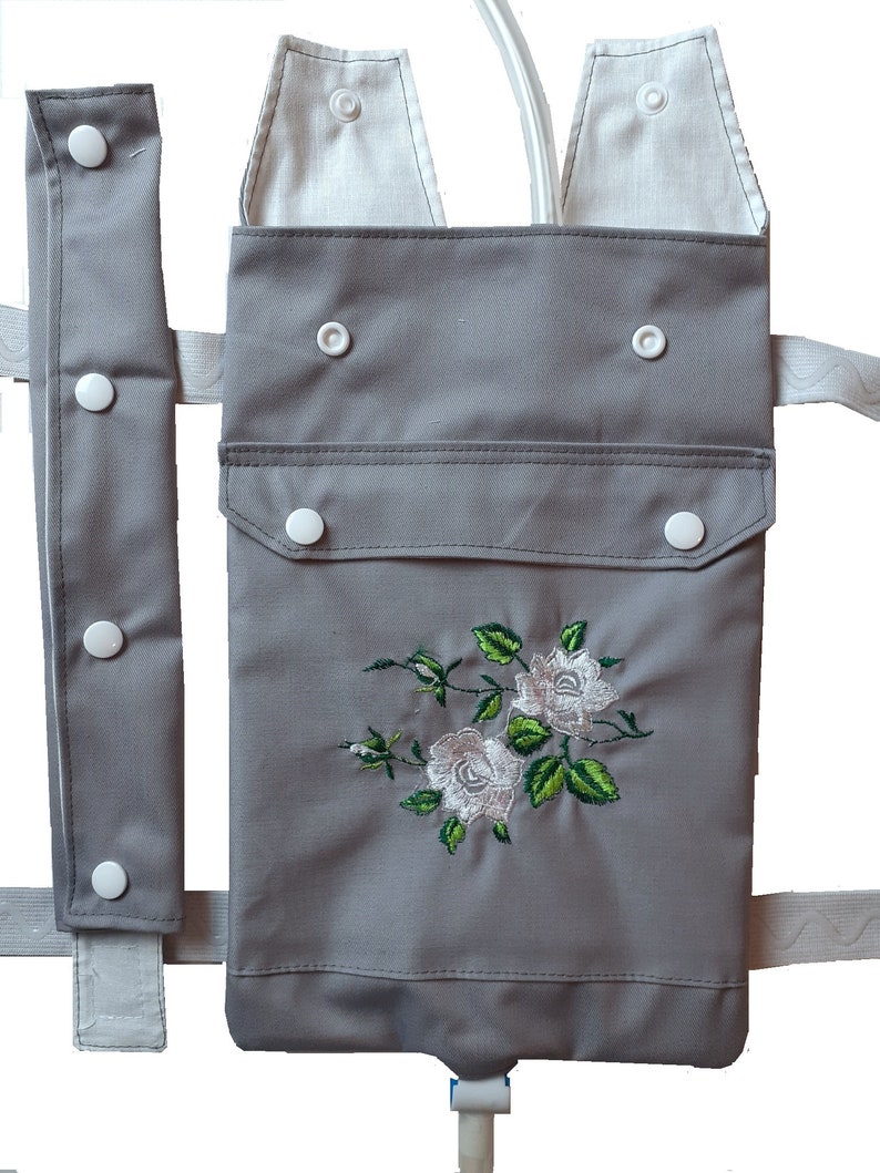 Catheter Leg Bag Cover With Embroidery Variations. Grey. Etsy UK