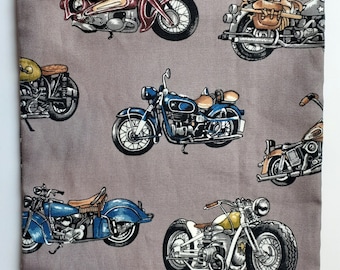 Catheter leg bag cover+accessories. Nutex 100%cotton.. Motorcycles pattern.