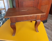 Tabouret repose-pieds ancien Louis XV merisier French vintage footstool