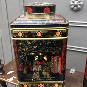 Boîte en tôle thé tea anglaise uk toleware ad box 1960er Jahre