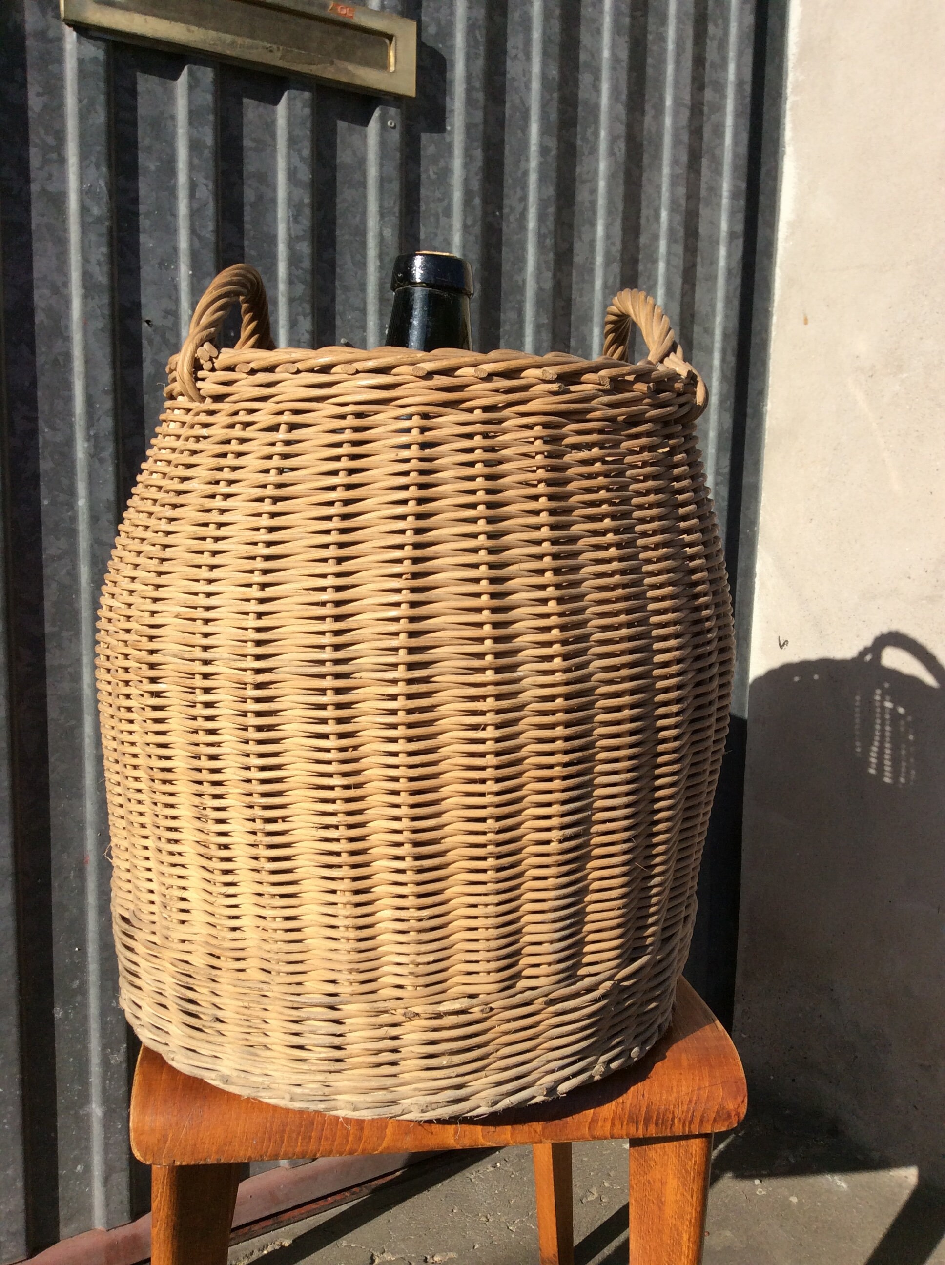 783 Giant Antique French Glass Demijohn Carboy Wicker Basket Dame Jeanne Bonbonne Bottle