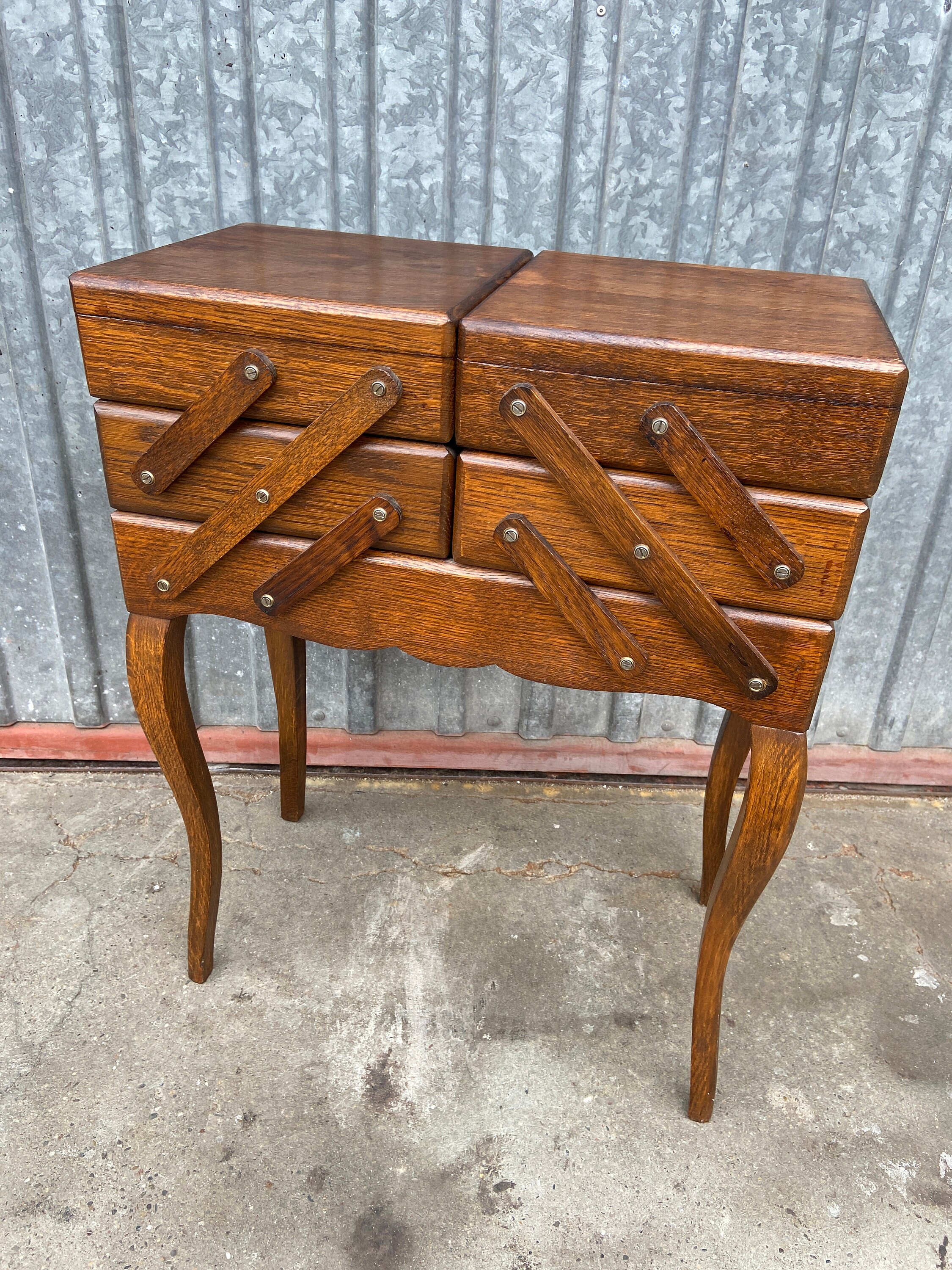 Réf 37 Travailleuse Art Deco Vintage Scandinave Boîte à Couture Sewing Box 1950