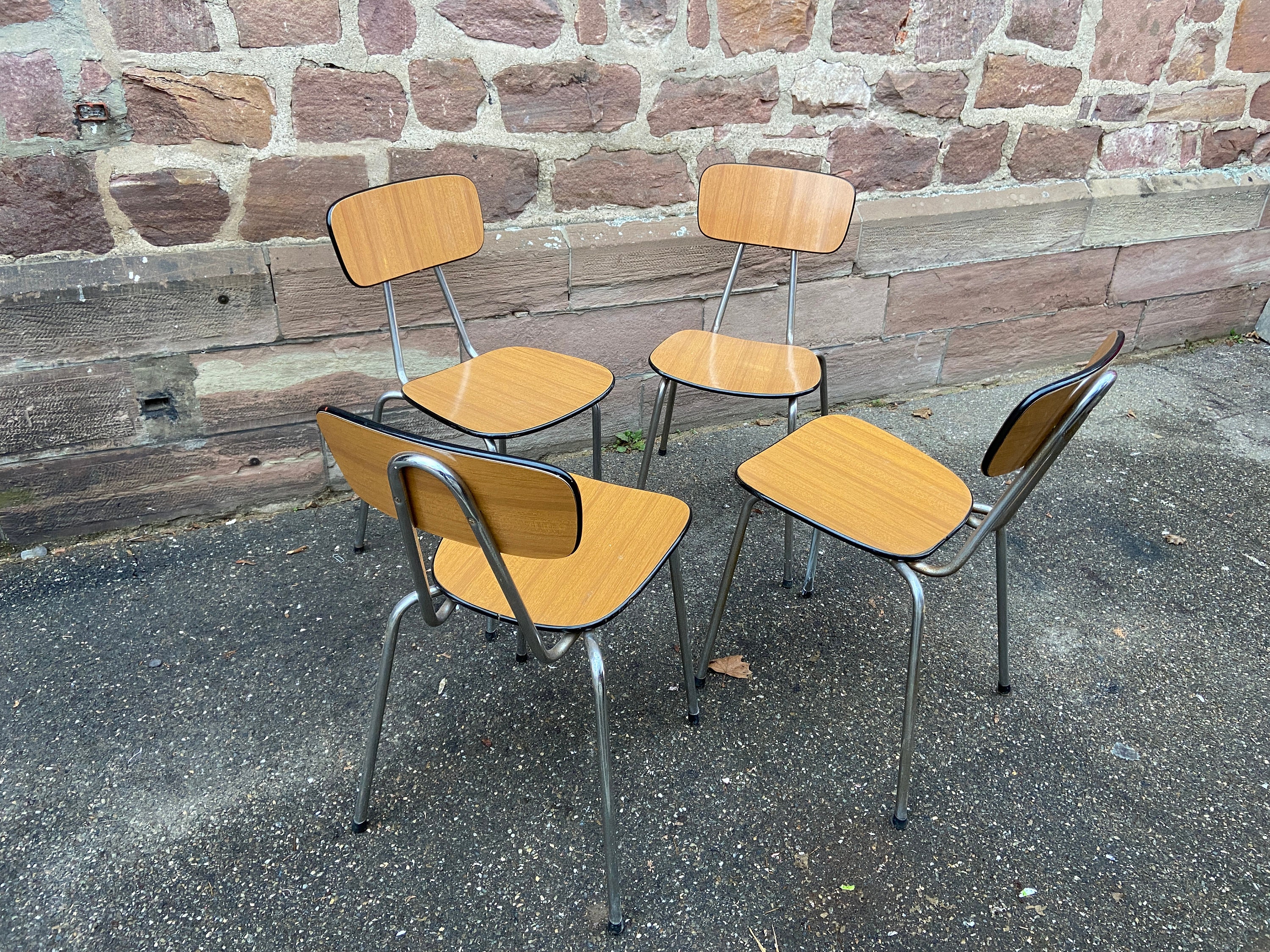 Set de 4 Chaises en Formica Mid Century Vintage 1960 French Chairs