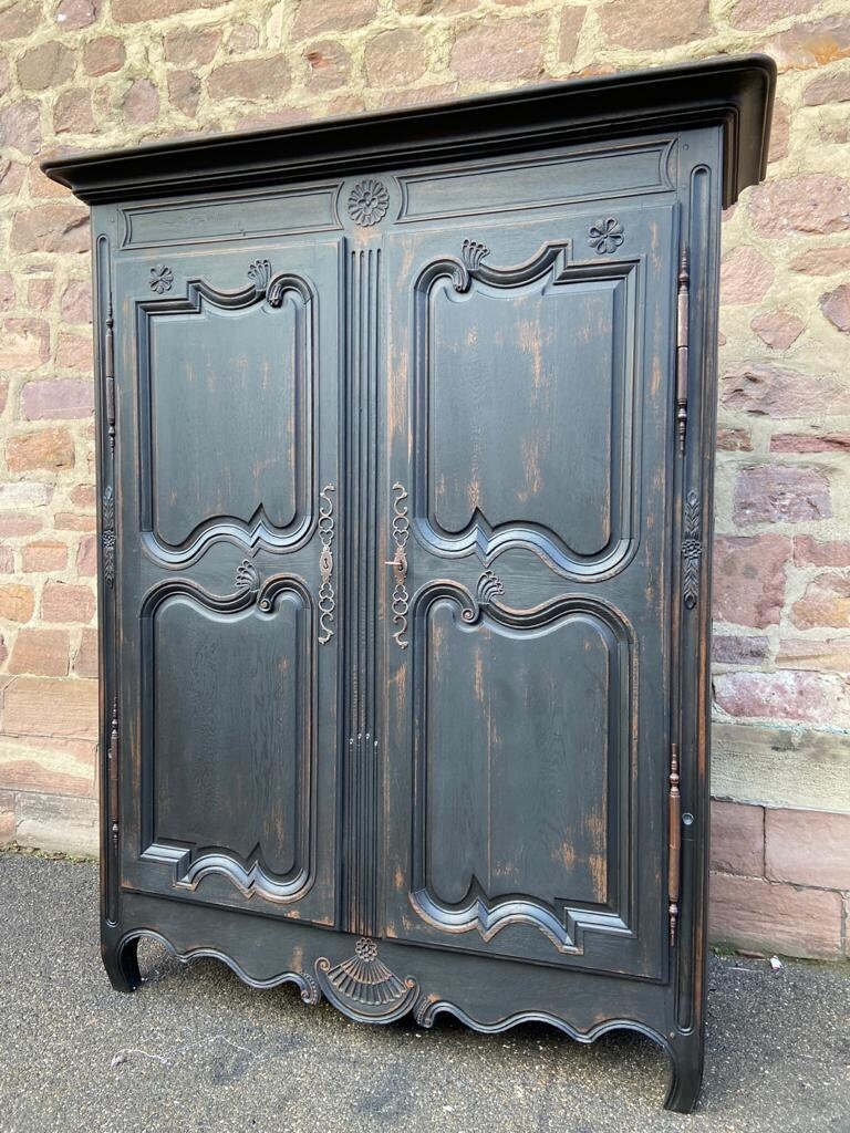 Armoire Louis Xv Procencale 18Ème Vintage French Rustic Wardrobe Black Paint