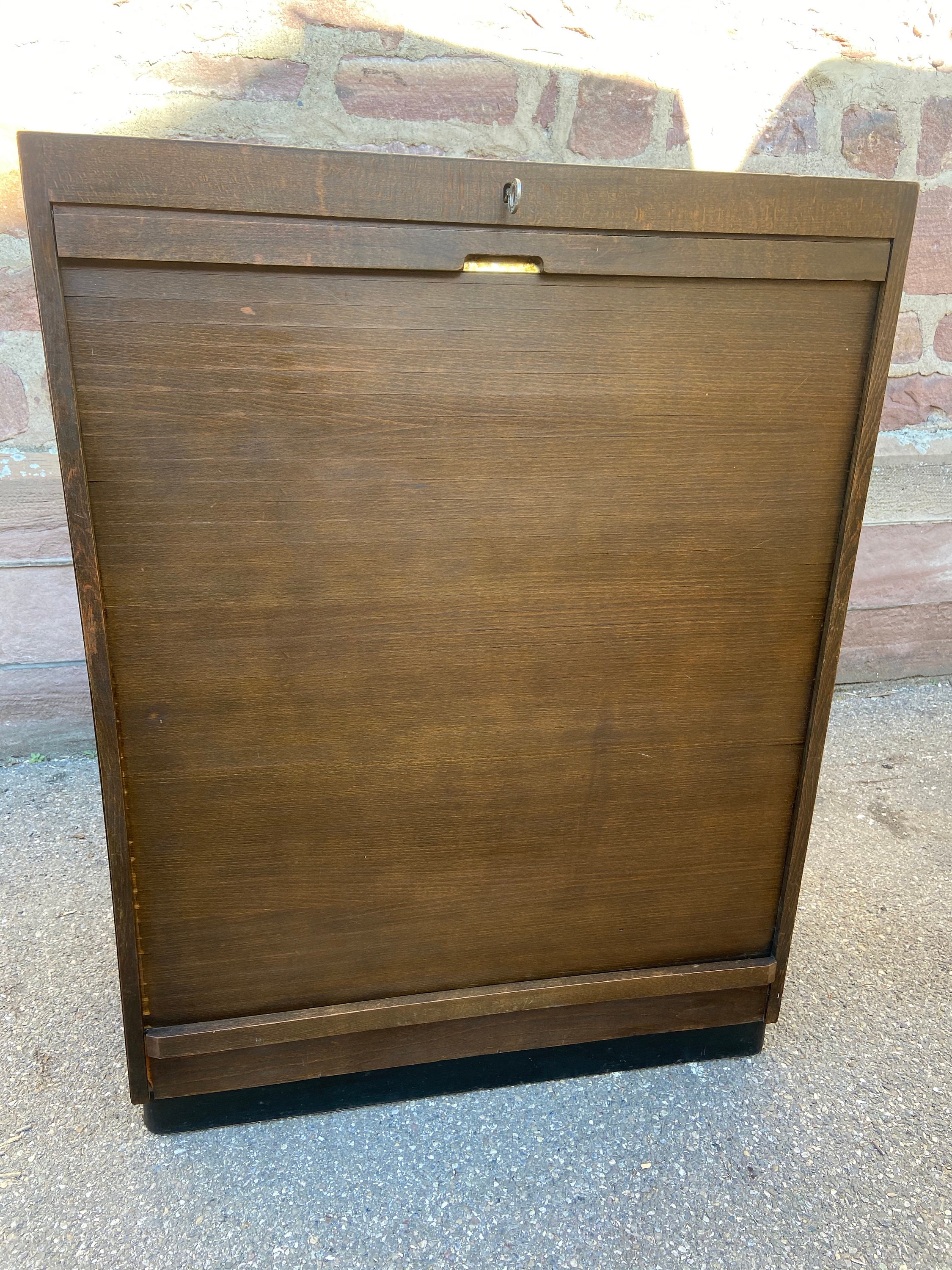 Meuble Classeur à Rideau Coulissant Meuble Rolladenschrank Tambour Cabinet Allemand 1950