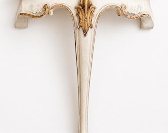 Consola de pared pequeña estilo Luis XV Regencia, vintage de 1970, estilo rococó veneciano francés e italiano.