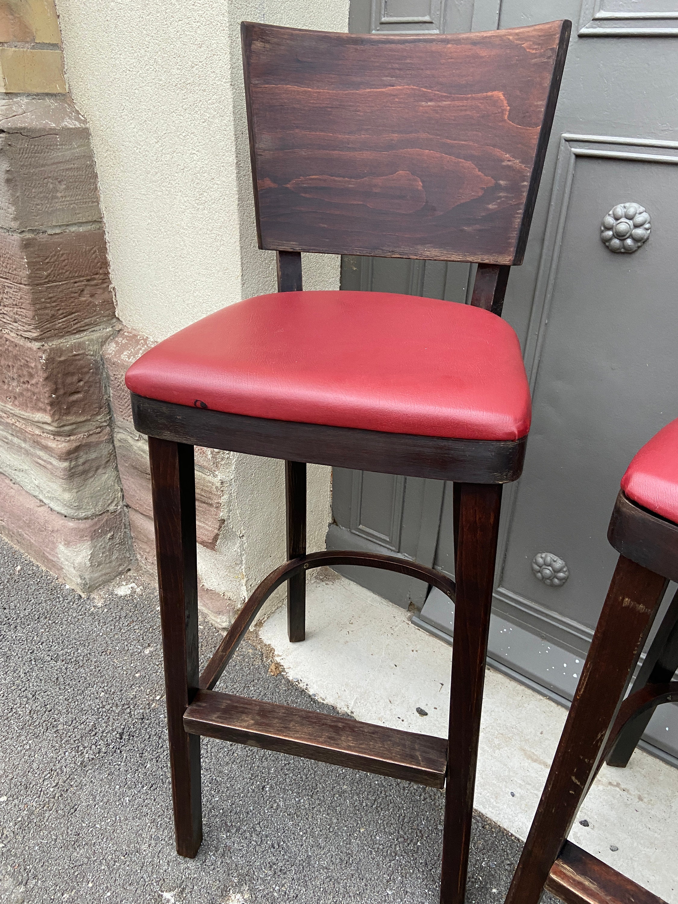 Unit Price - Tabouret de Bar Bois Courbé Art Déco 1950-1960 Bentwood Stool Thonet