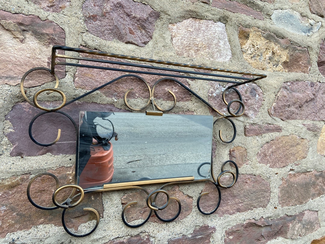 Vintage Wall Coat Rack Midcentury Hooks With Mirror 1960s Etsy