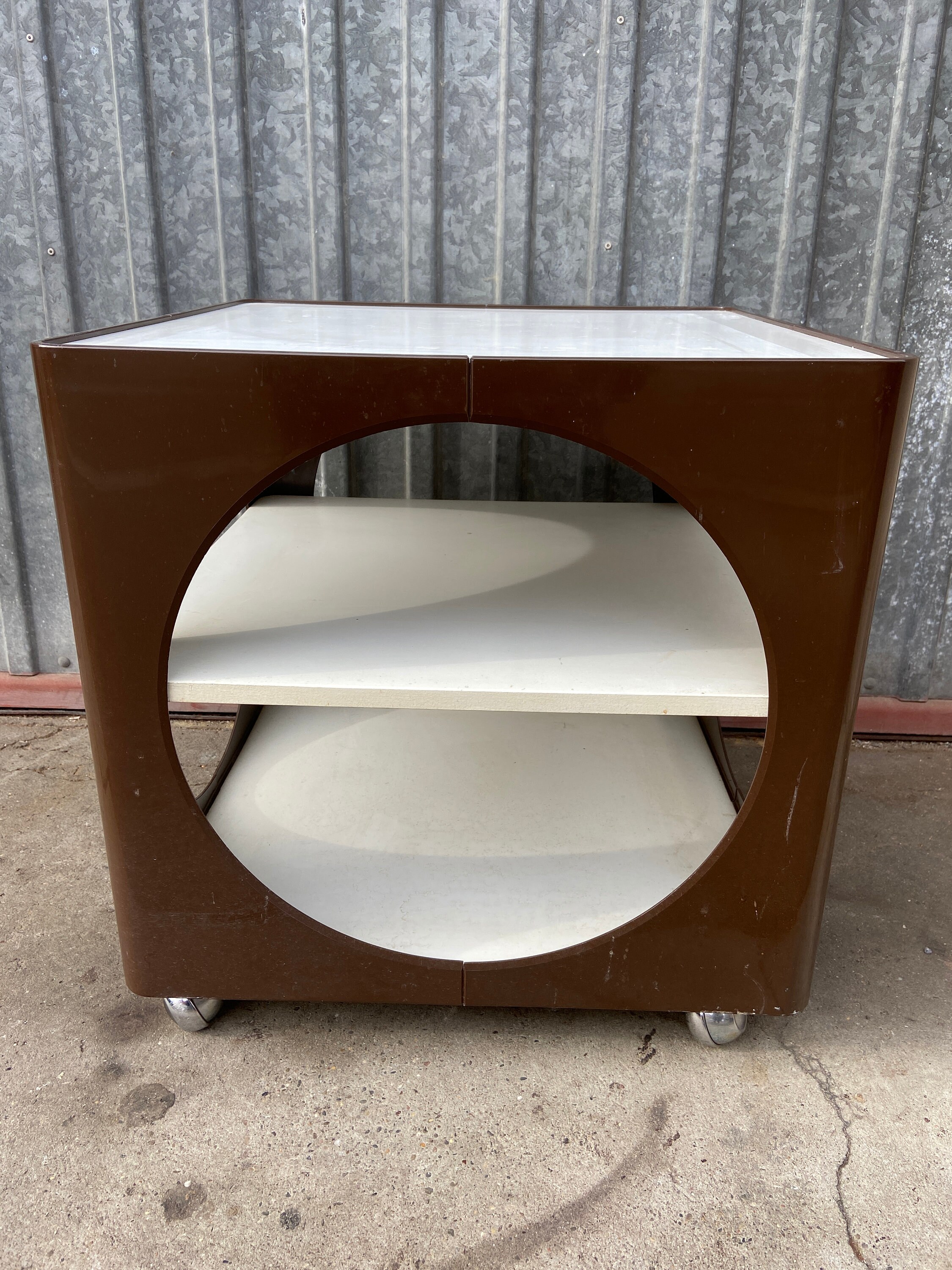 Table Basse en Plastique Blanc 1960 Space Age Style Joe Columbo French Italian Design