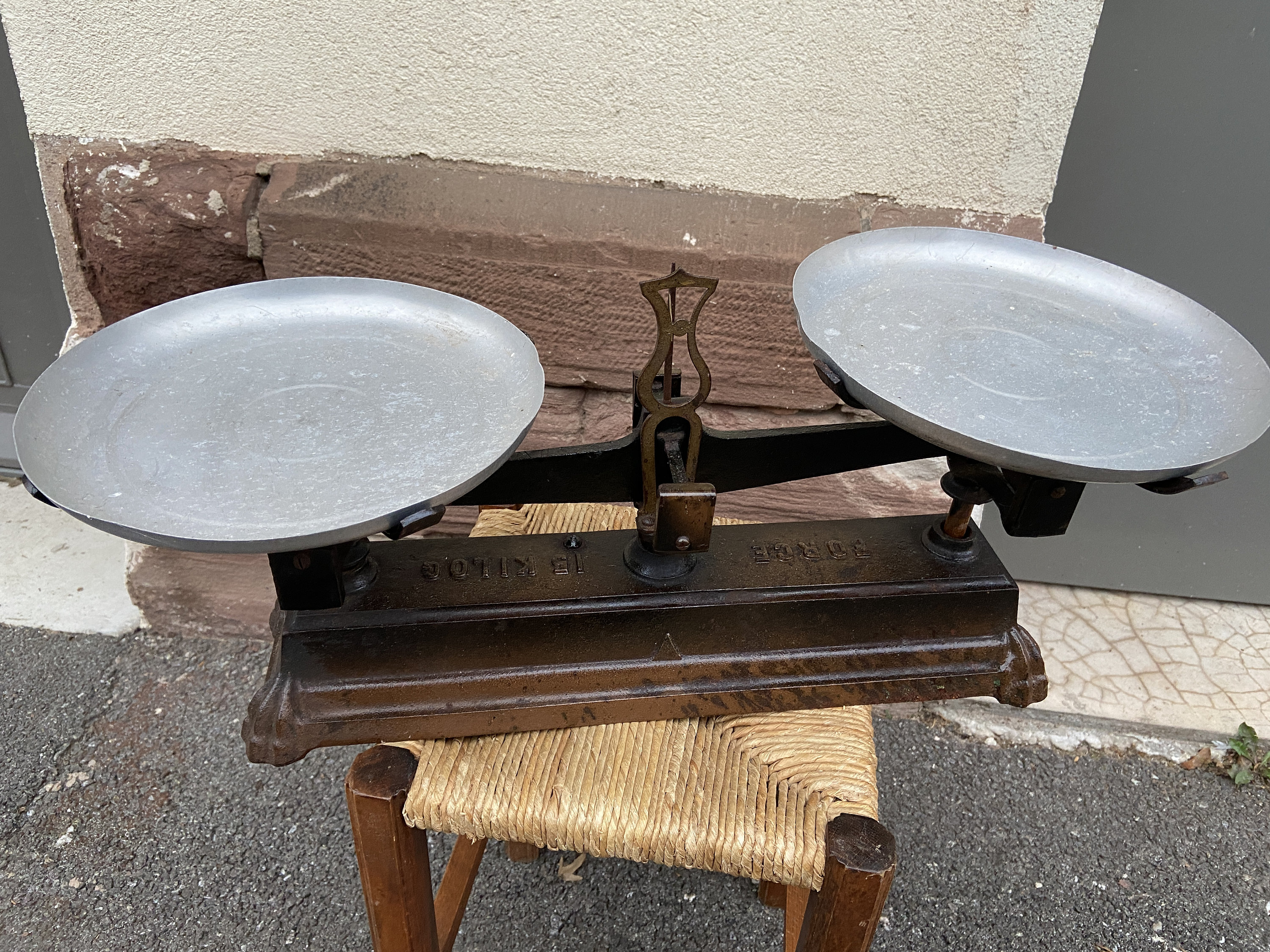 French Balance Store Grocery Scale Roberval Iron Scale, Metal Kichen Antique Scales, Brass Alsace