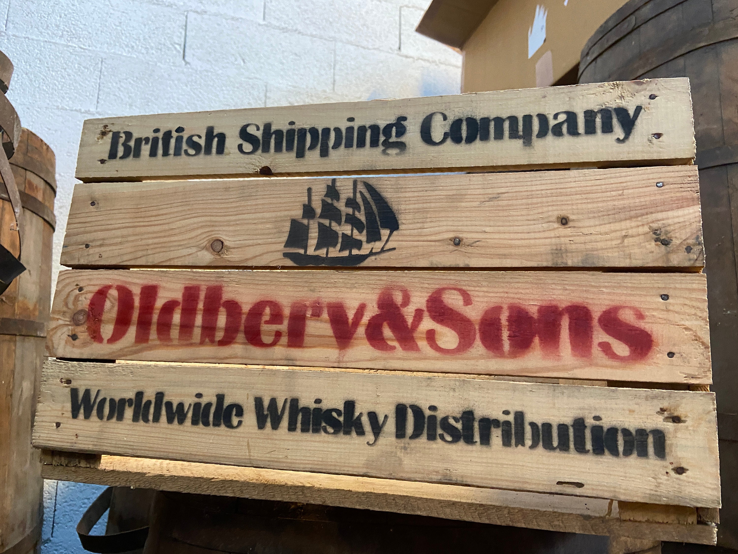 Caisse Vintage en Bois Whisky England Uk Oldbery & Sons - Wooden Crates W Ad