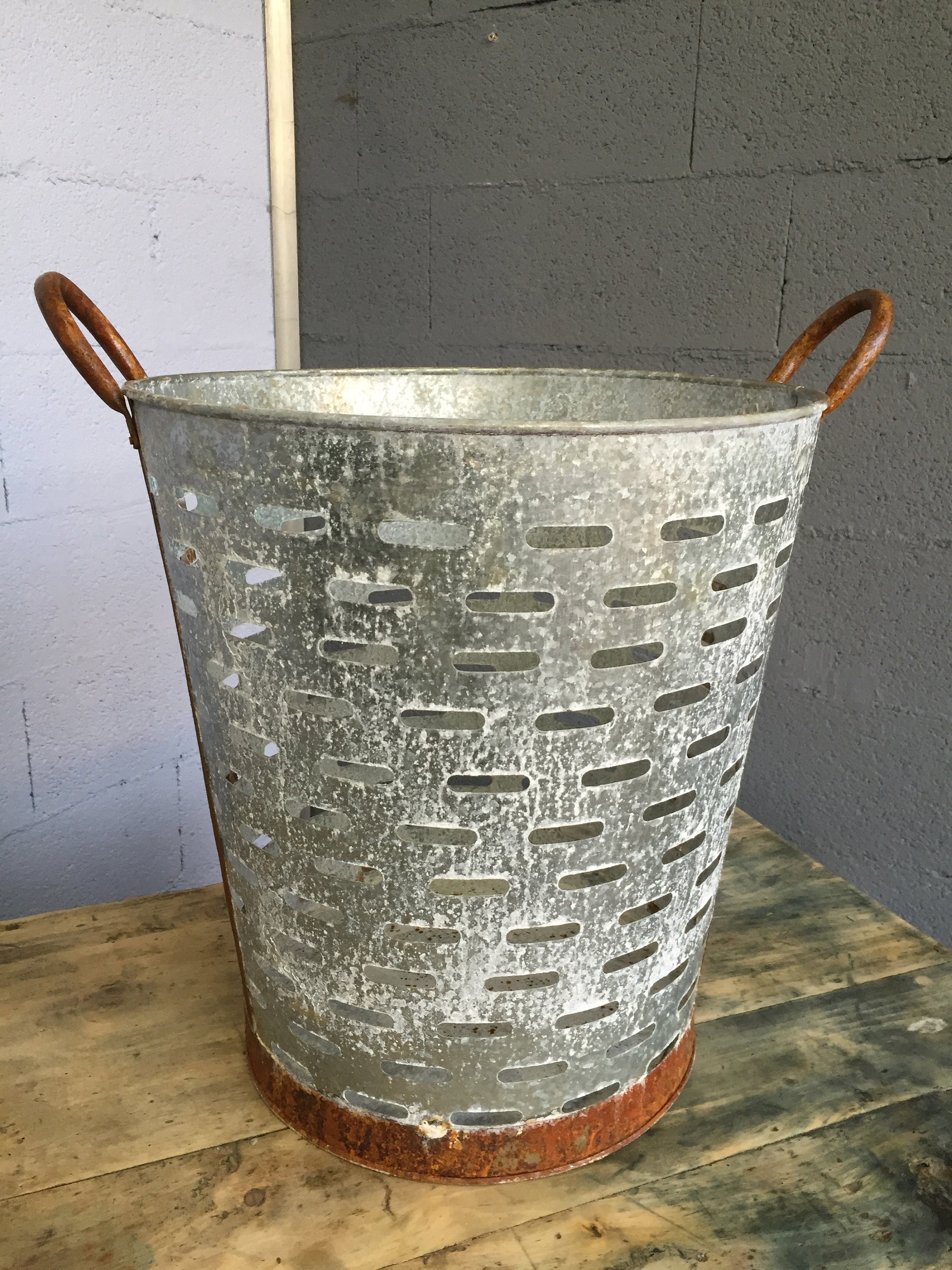 Rustic Olive Bucket/ Basket.farmhouse Decor, Storage, Flowers Pot