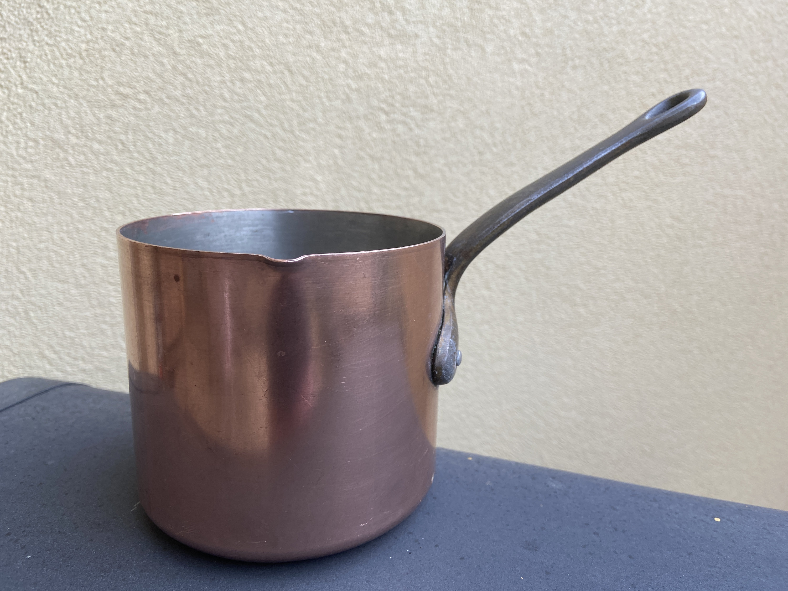 Vintage French Copper Casserole Sauce Pan Heavy Quality Copper, Castle Quality
