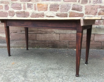 Duży, zabytkowy stół bistro z 1920 roku, jodła brasserie