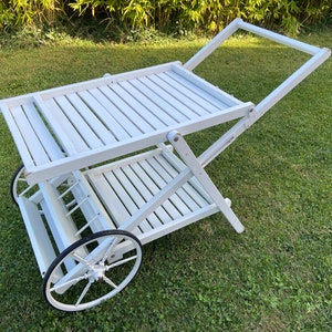 Service trolley terrace with wheels Desserte bar vintage Mid-century 1980 French