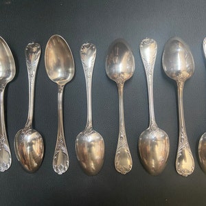 8 Silver-plated table spoons, Christofle goldsmith, Marly model, Silver-plated metal - Christofle French silver cutlery set