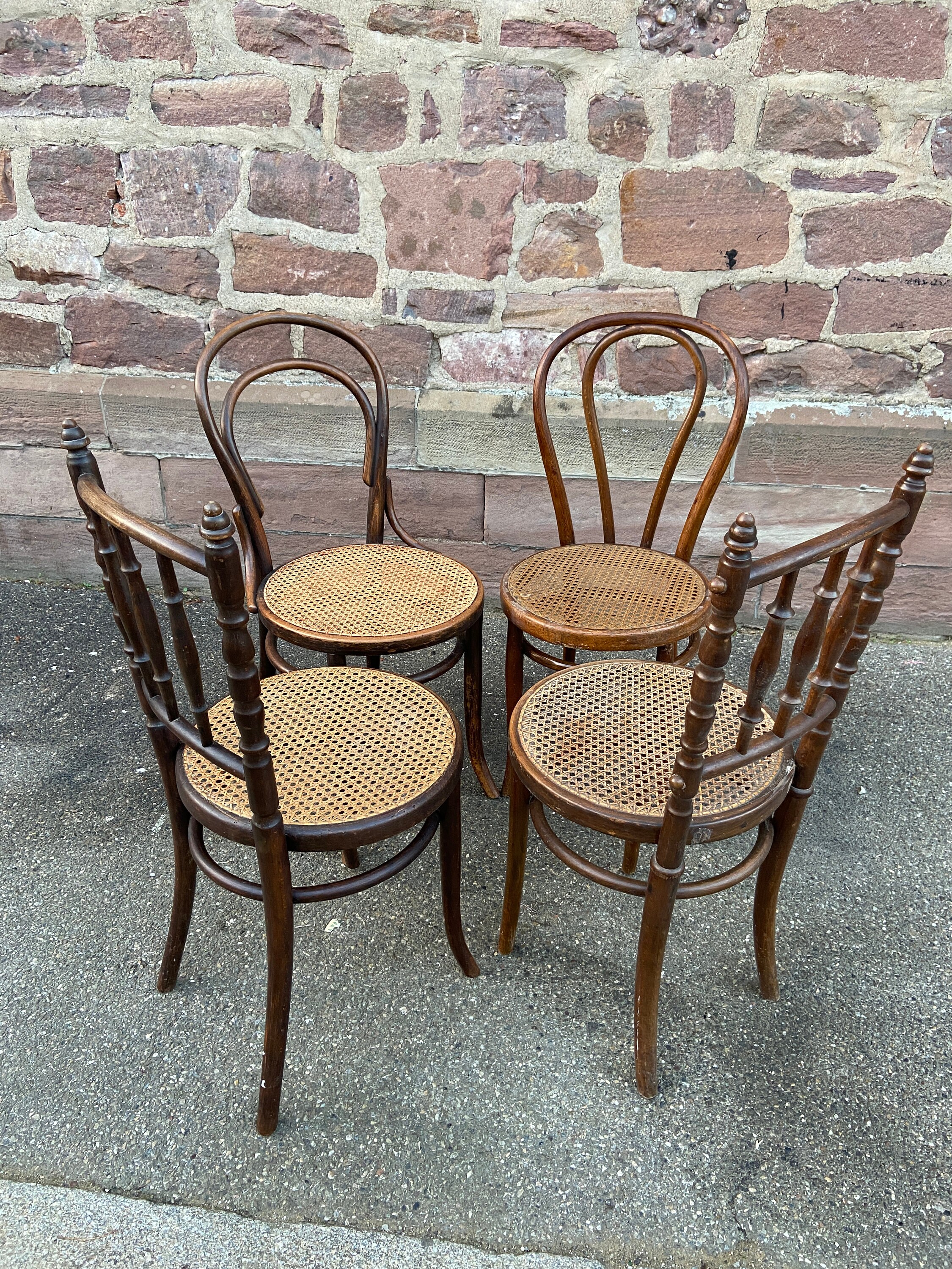 Réf 410 Lot de 4 Chaises Bistrot Dépareillé Dismatch Bois Courbé Brasserie Bentwood French Chair Bau