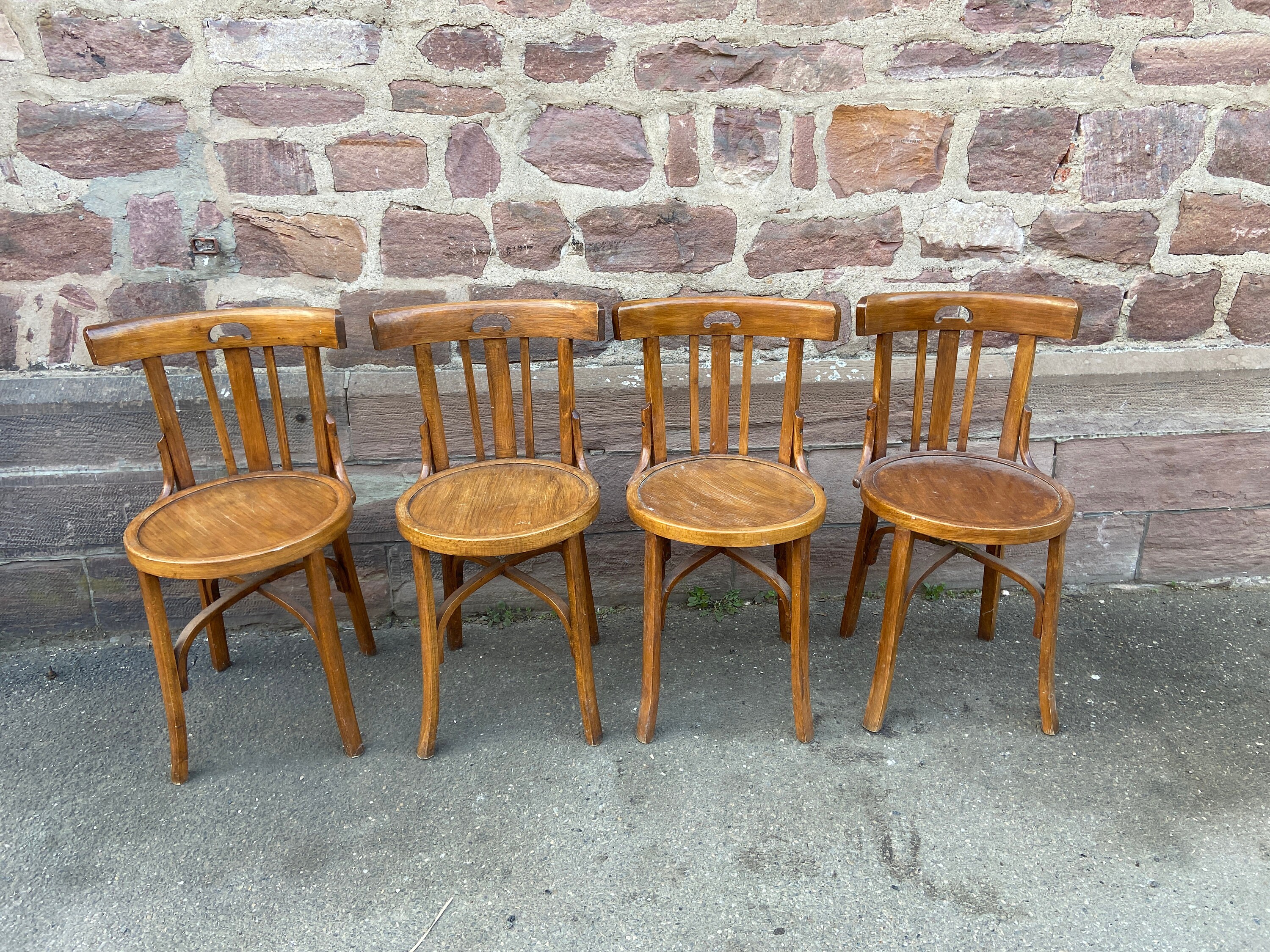 4 Chaises Bistrot Café Bois Courbé Des Années 1940 Style Fischel Thonet Bugholzstuhl Bistro Tuna Cha