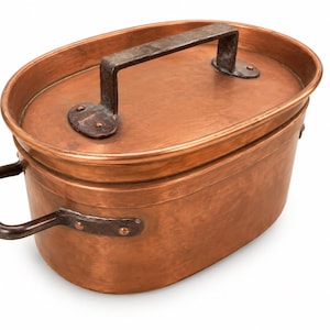 Very large castle quality braising pan, Daubière, tinned copper, French copper pot, Paris 19th
