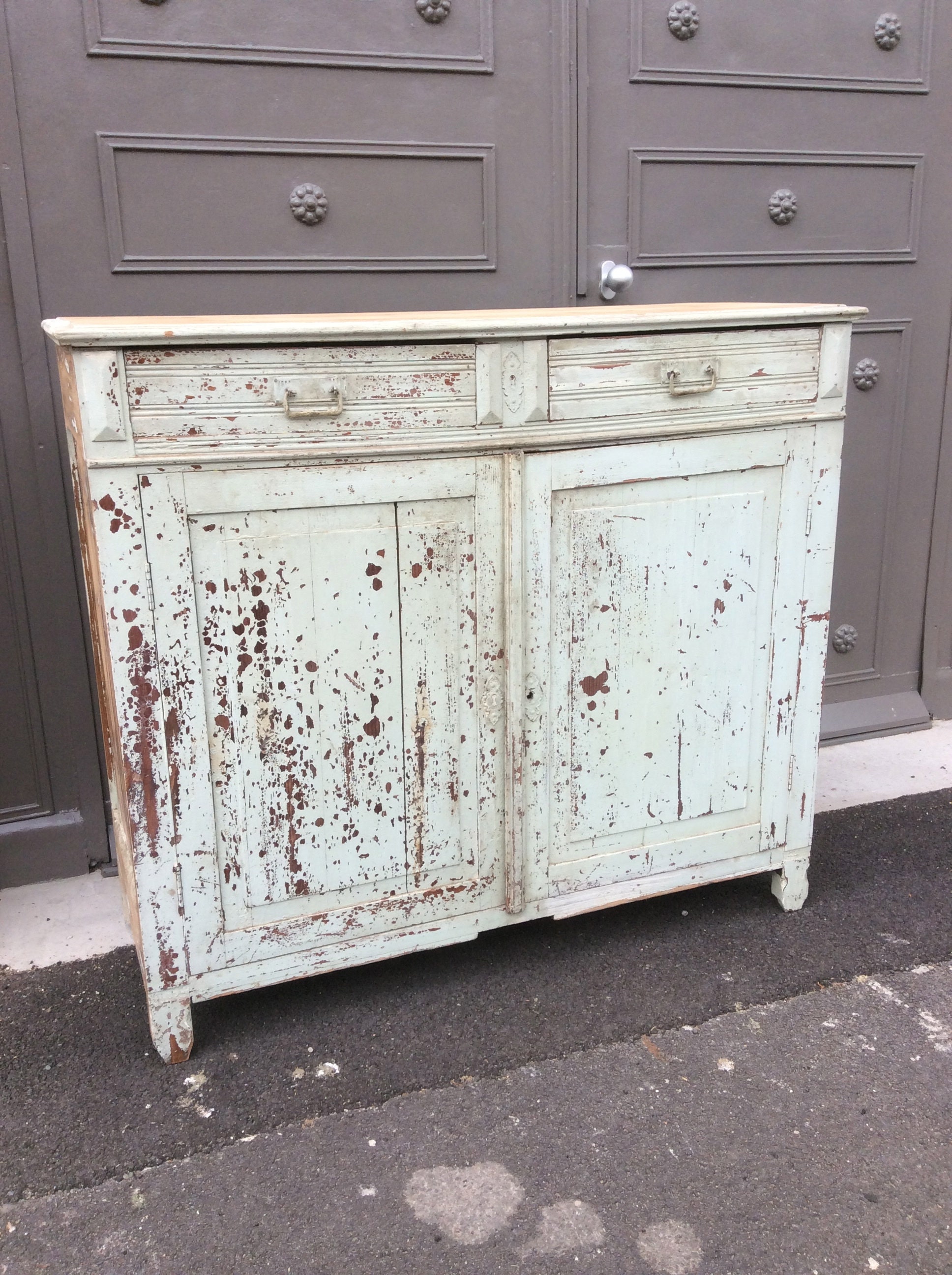 Sideboard Buffet Industriel Bois Peint 1940