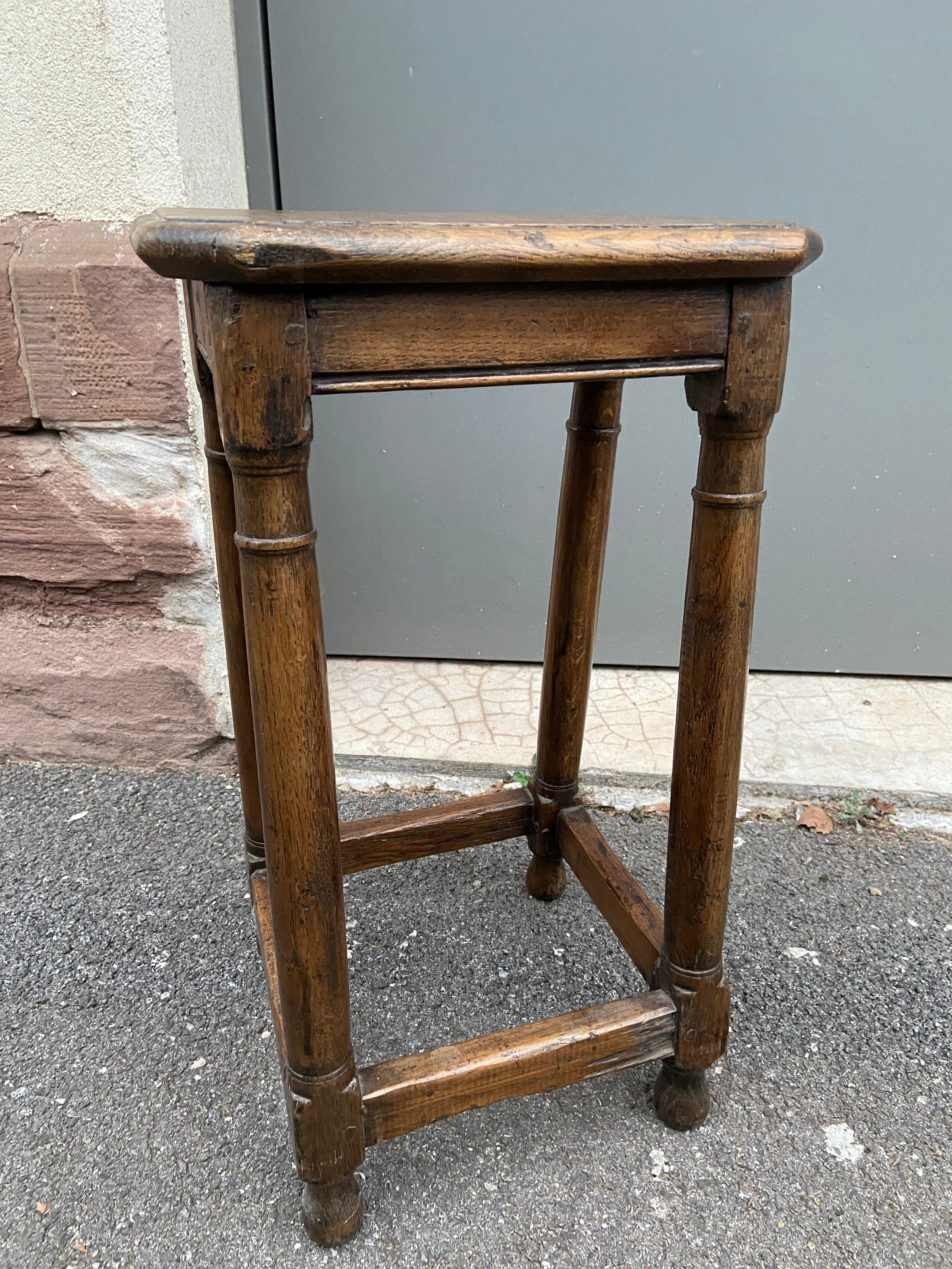 Antique French Rustique Art Deco 1930S Selette Porte Plante Chêne