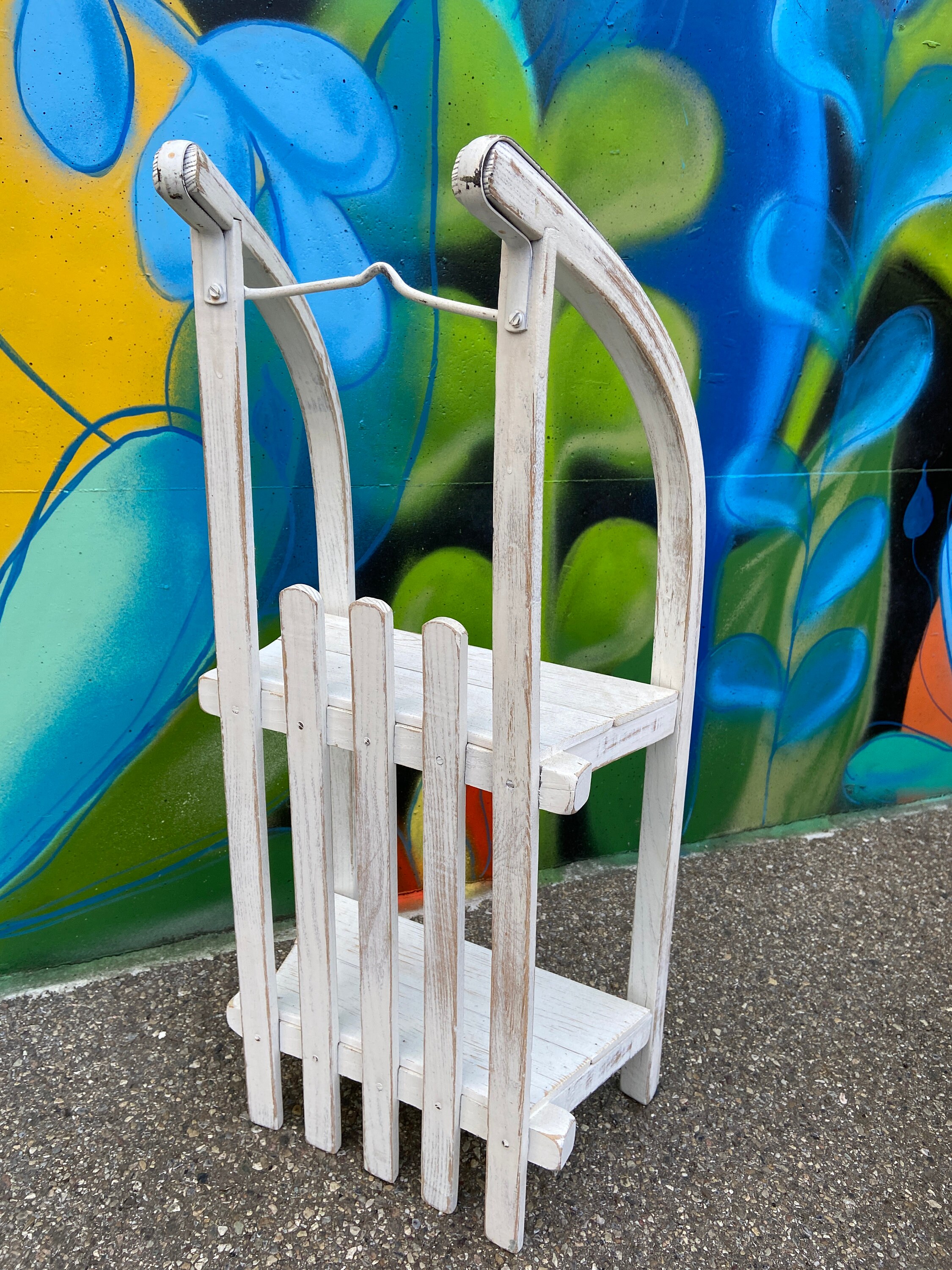 Ref 272 French Vintage Old Wood Sled Luge Traineau Ancien Alsace Décoration Noel Davos Shabby Chic