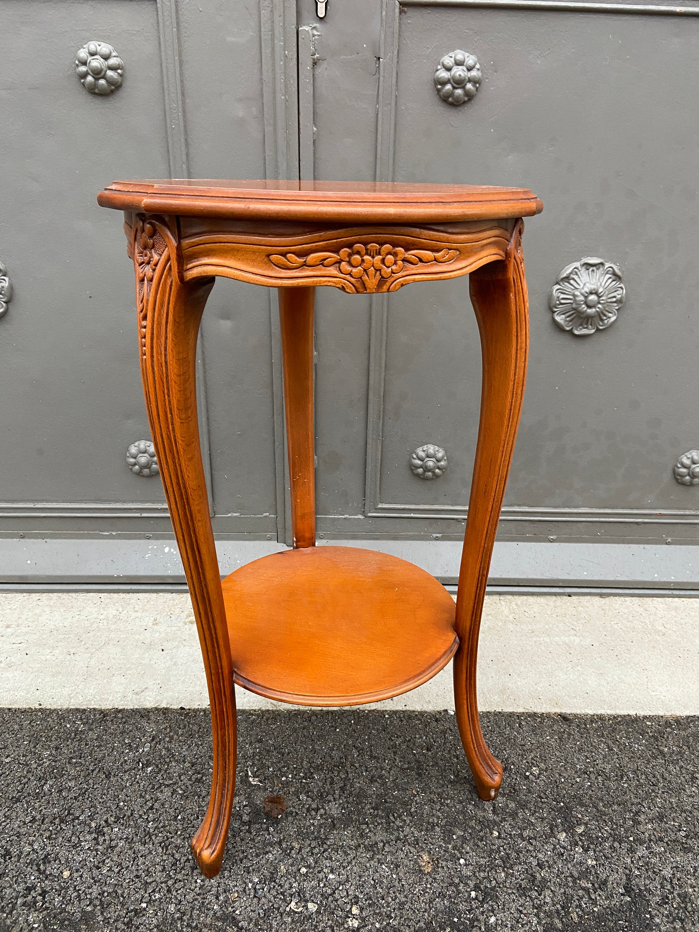 Guéridon Selette Console Vintage Louis Philippe Merisier 1950 French Bedside Table Porte Plante