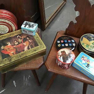 Lot of old vintage tin boxes confectionery Buicuits French toleware ad tin kitchen deco