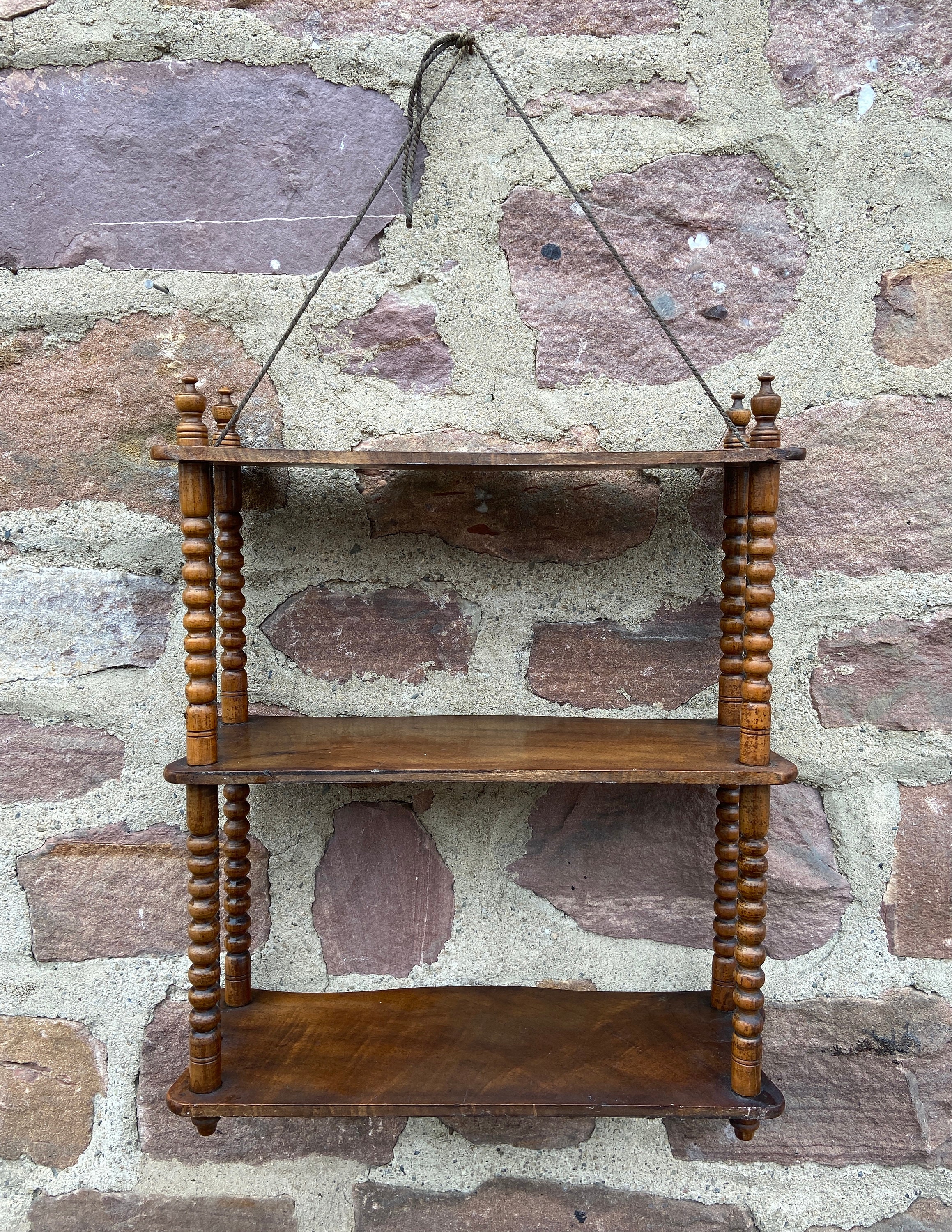 French Napoleon Iii Walnut Wood Wall Shelf 1880S Étagère