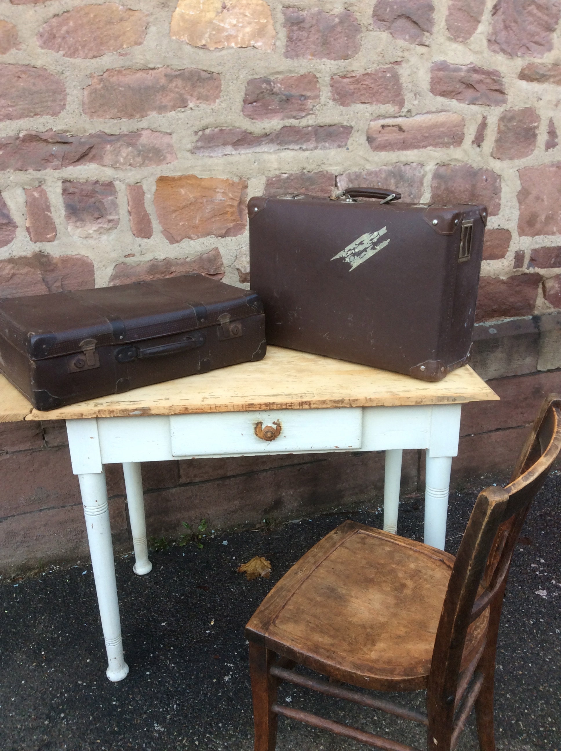 Set de 2 Valises Bagages Vintage 50S French Luggage Suitcase Set Of 2