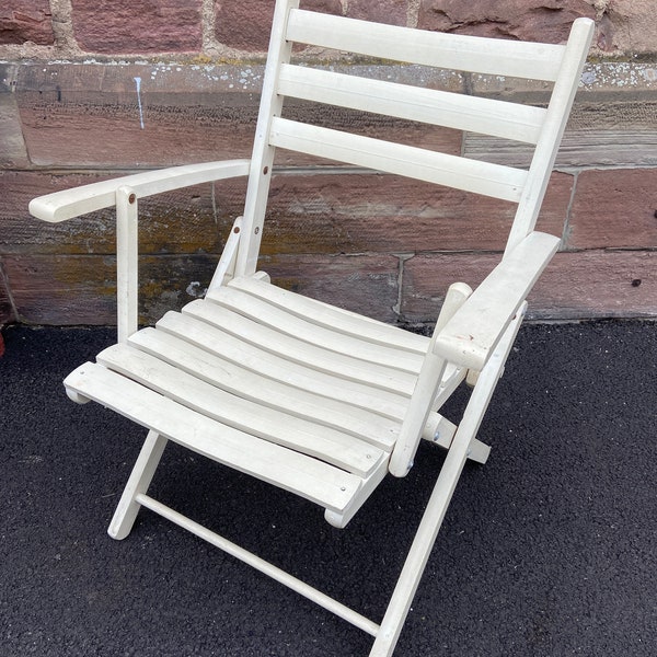 Fauteuil de jardin vintage pliant par les éditions Dejou FRENCH garden Armchair Wood 70s