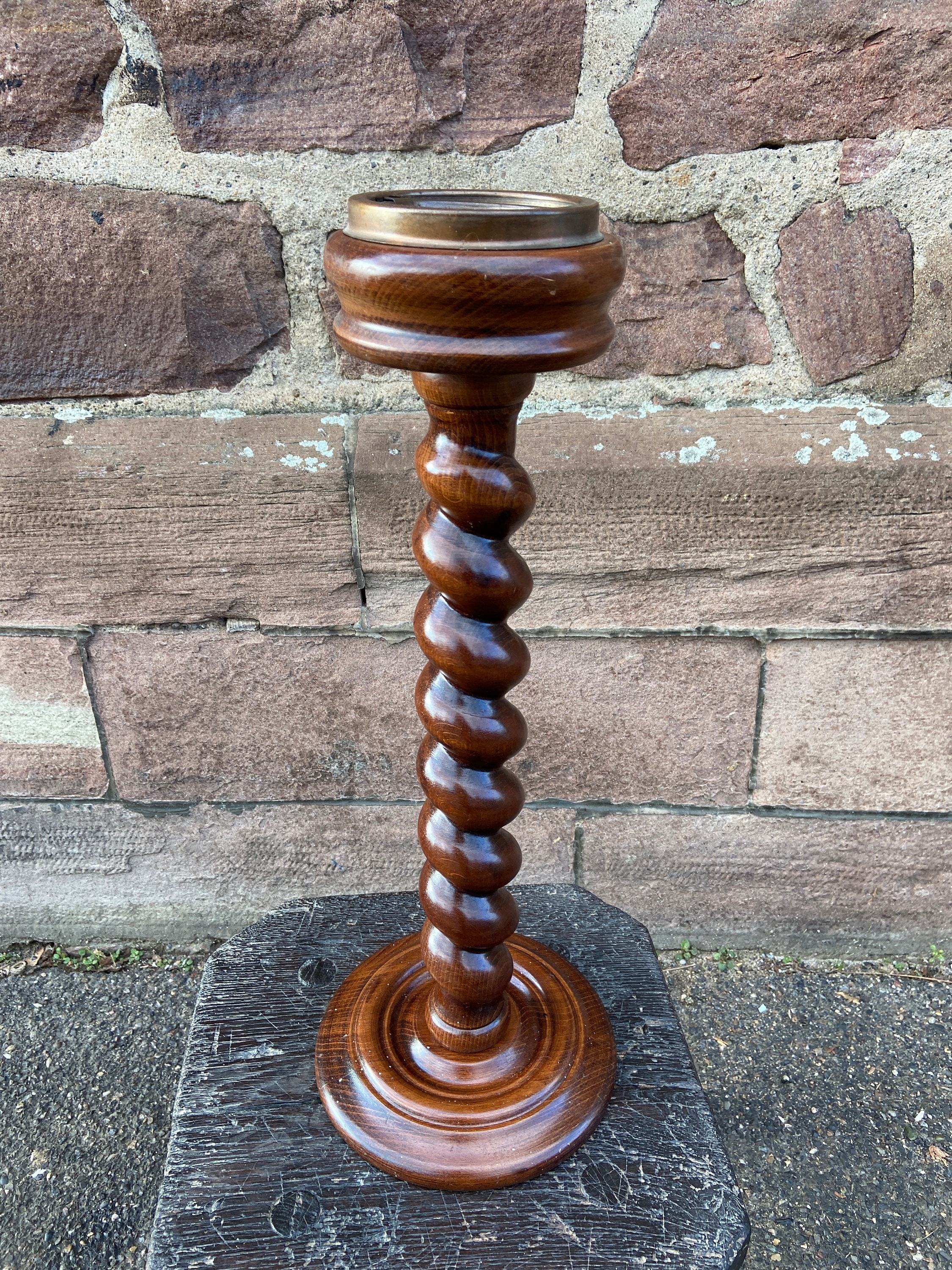 Cendrier Style Louis Xiii en Bois French Vintage Barley Twist 1950