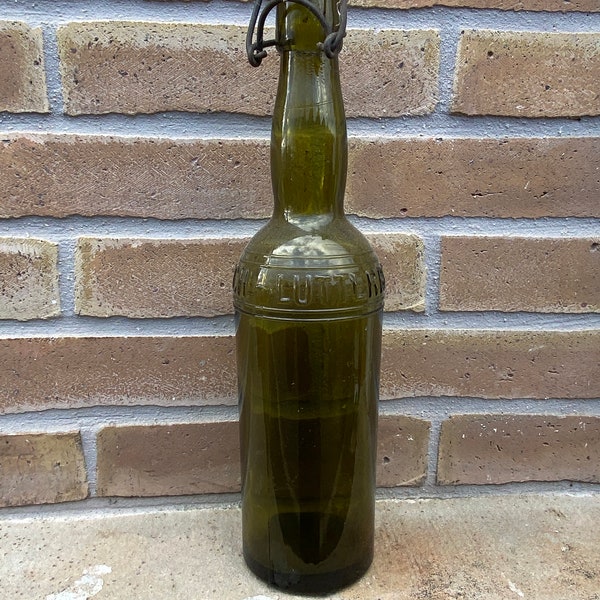 ancien vintage 1940 Bouteille brasserie de LUTTERBACH alsace Bière vert mulhouse