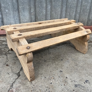 French farmer wooden stool rest Vintage wood farm feet footstool rustical deco bohemian foot rest Primitive fir tree Alsace 1920