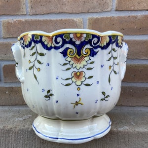French Rouen earthenware planter No saint clement Desvres 1980s