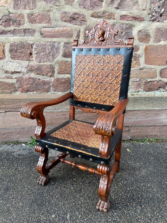 Poltrona trono in stile rinascimentale spagnolo Poltrona francese