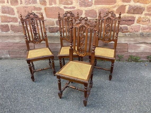 4 Neo Renaissance Louis XIII Style Castle Hunting Dining Room Chairs Carved Oak 1880 Etsy UK