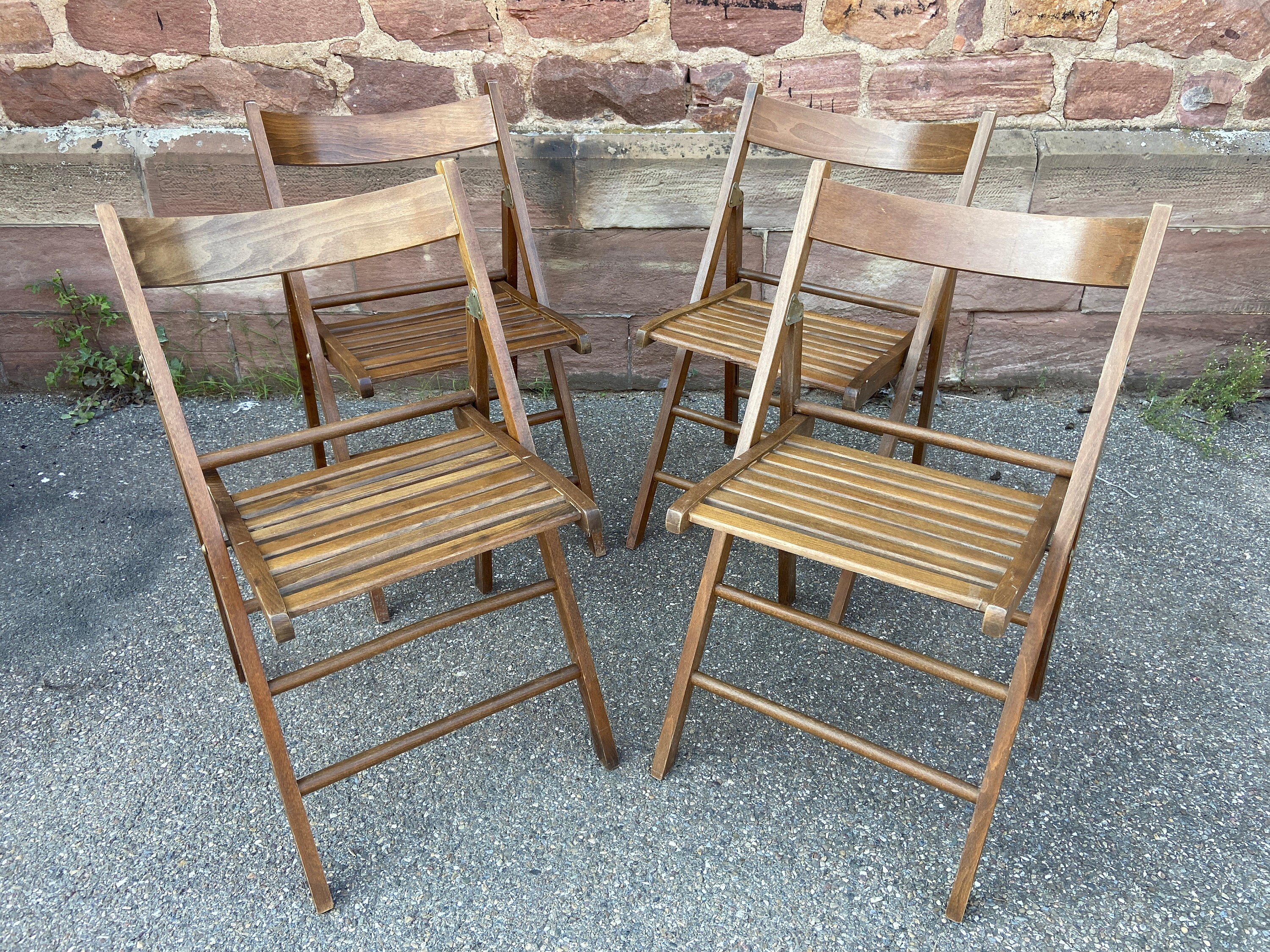 Set de 4 Chaises Design Pliante Salle à Manger Terrasse Vintage 1980 Mid-Century Scandinave