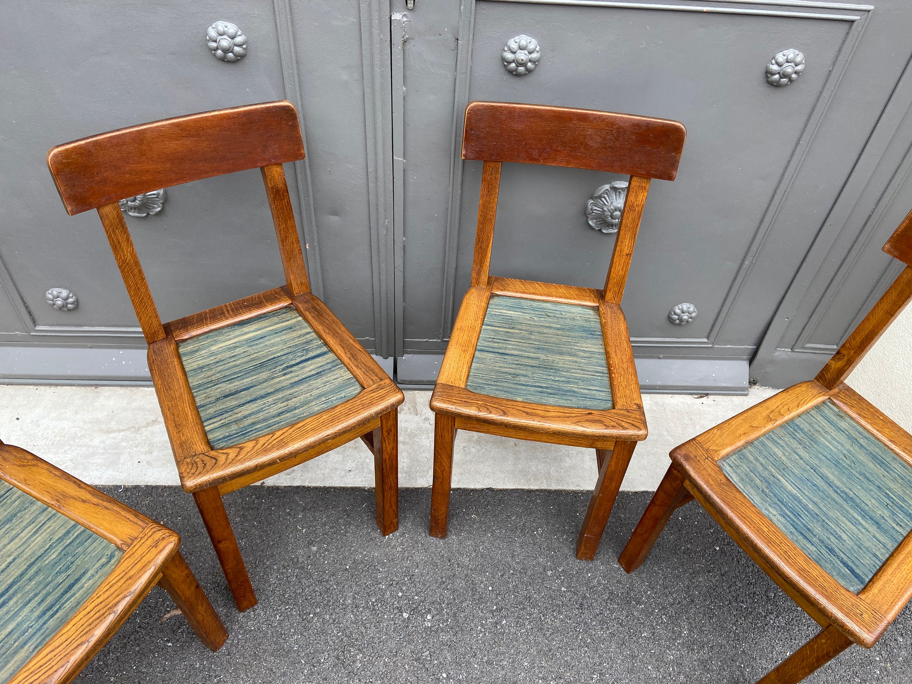 4 Chaises Bistrot 1950 Design Brutaliste Bois Pierre Chapo Maison Regain