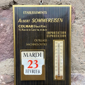 advertising thermometer ALSACE 1960s Agriculture tools machines COLMAR