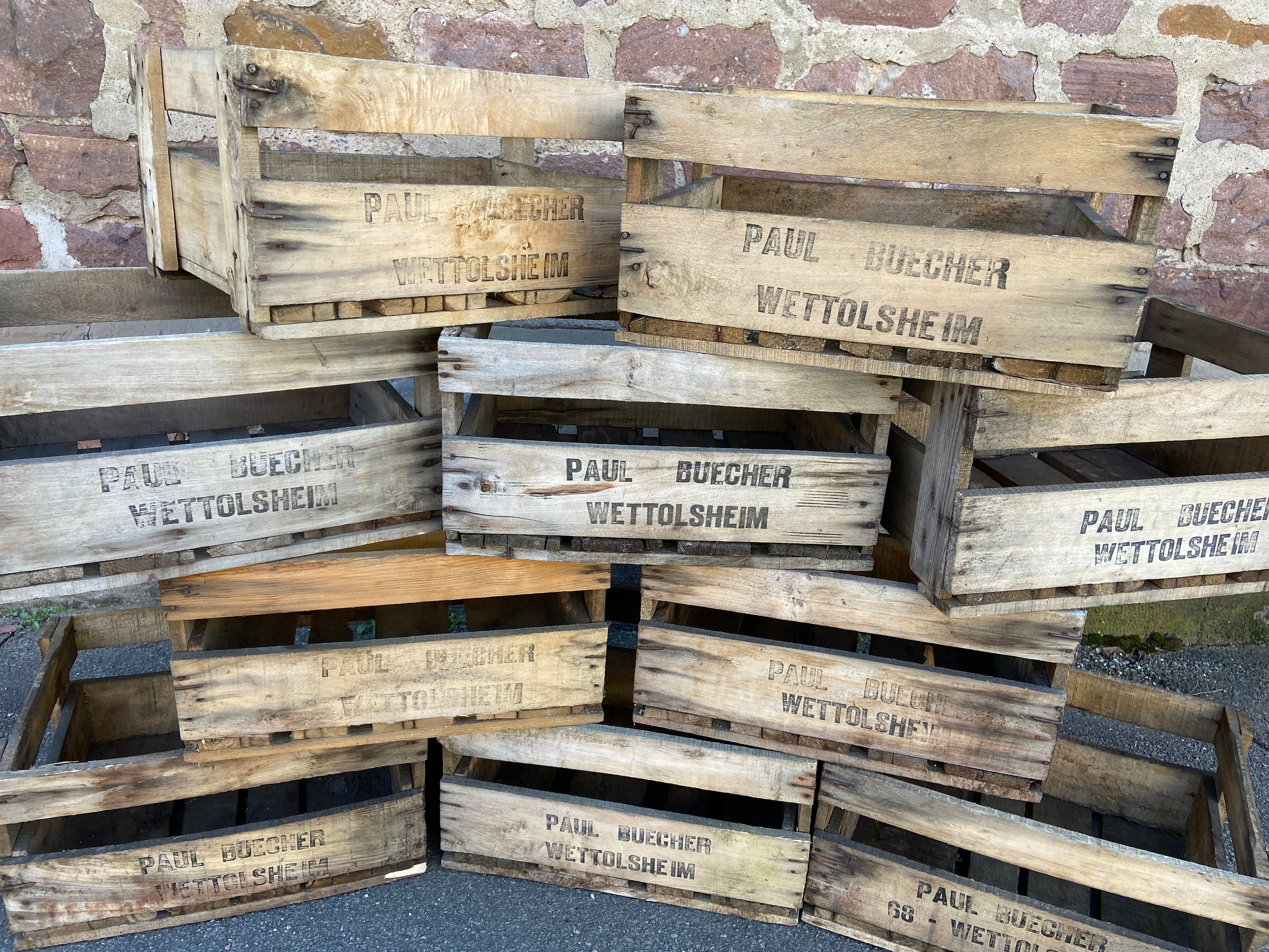 Prix Unitaire, Caisse Vintage en Bois Bouteilles Vins d'alsace Wettosheim Alsace - 1950 Maison Buech