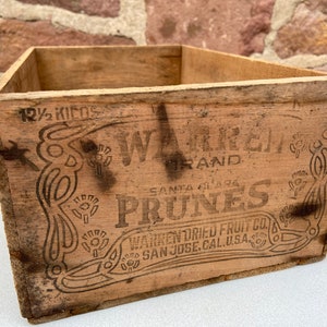 Caisse vintage caisse à prunes de Santa Clara en californie usa warren brand Port LE HAVRE 1930 French Market
