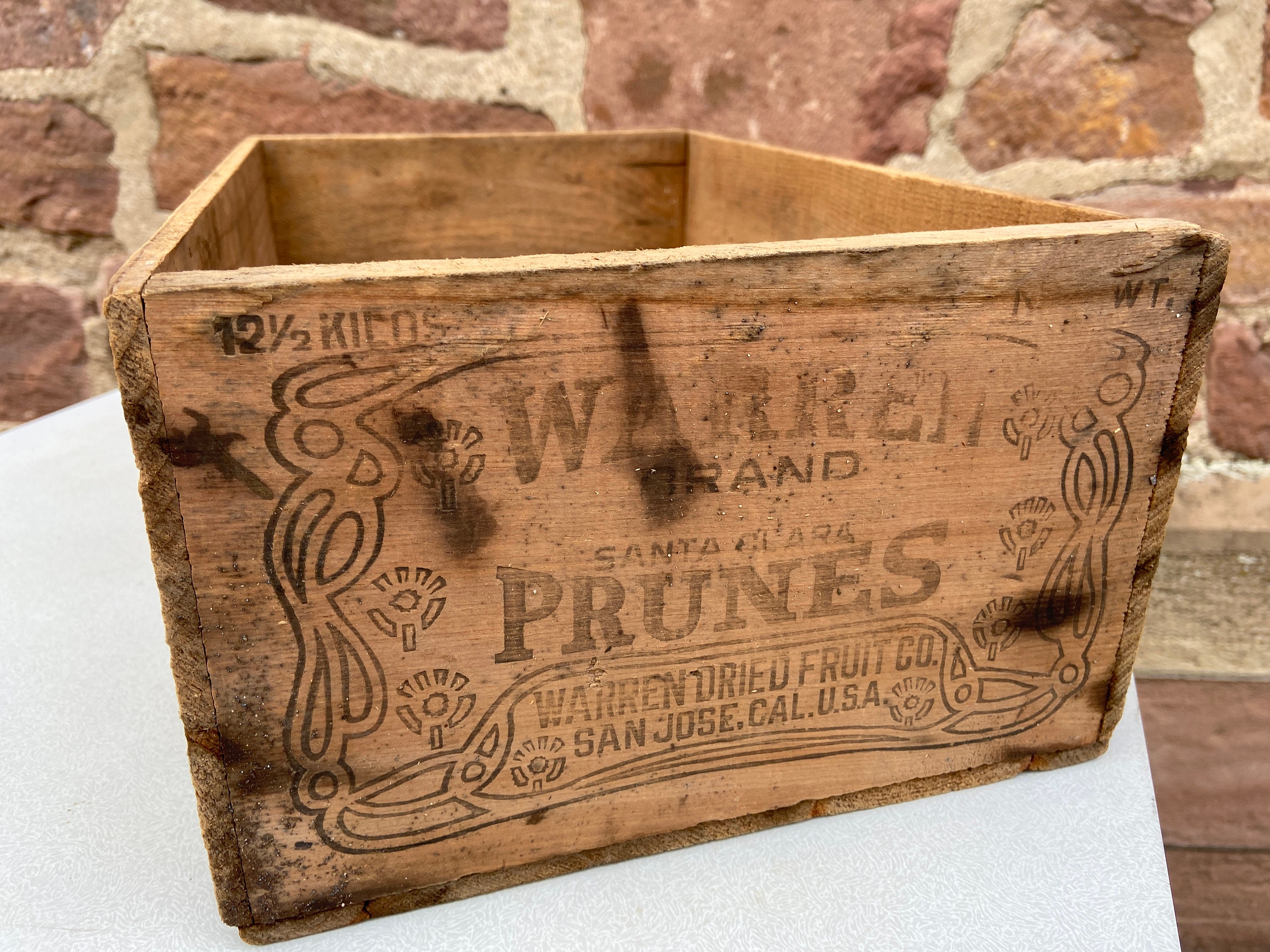 Caisse Vintage Caisse à Prunes de Santa Clara en Californie Usa Warren Brand Port Le Havre 1930 Fren